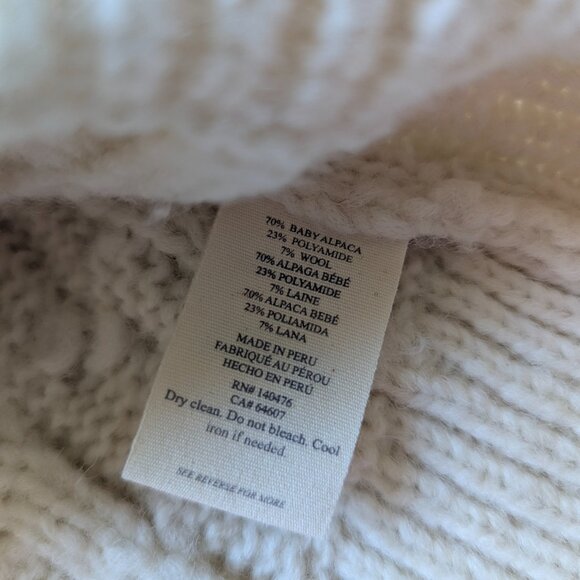 Faherty Frost Cable Knit Chunky Baby Alpaca Wool Made in Peru Coastal Sweater - Picture 6 of 12